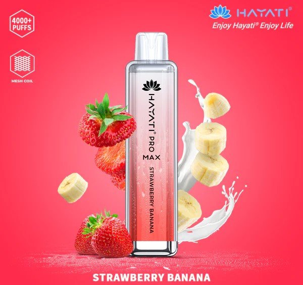 Hayati Crystal Pro Max 4000 Disposable Vape Pod - Box of 10-Strawberry Banana *New*-vapeukwholesale