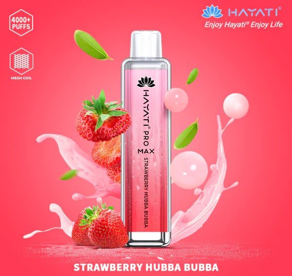 Hayati Crystal Pro Max 4000 Disposable Vape Pod - Box of 10-Strawberry Hubba Bubba *New*-vapeukwholesale