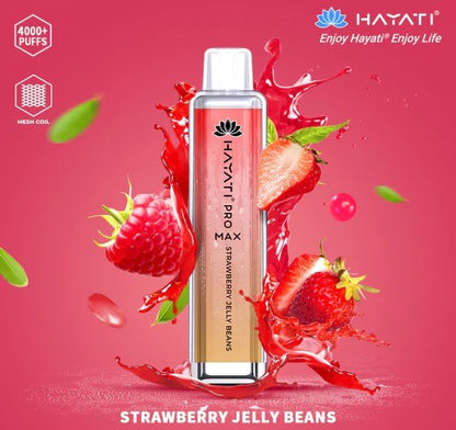 Hayati Crystal Pro Max 4000 Disposable Vape Pod - Box of 10-Strawberry Jelly Beans *New*-vapeukwholesale