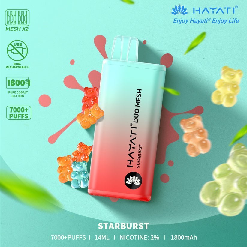 Hayati Duo Mesh 7000 Disposable Vape Puff Bar Pod Box of 10-Starburst-vapeukwholesale