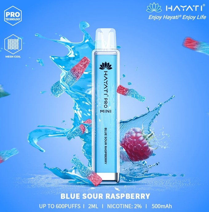 Hayati Mini Pro 600 Disposable Vape Puff Bar Pod Box of 10-Blue Sour Raspberry (Box of 10)-vapeukwholesale