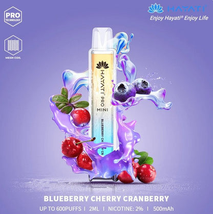 Hayati Mini Pro 600 Disposable Vape Puff Bar Pod Box of 10-Blueberry Cherry Cranberry (Box of 10)-vapeukwholesale