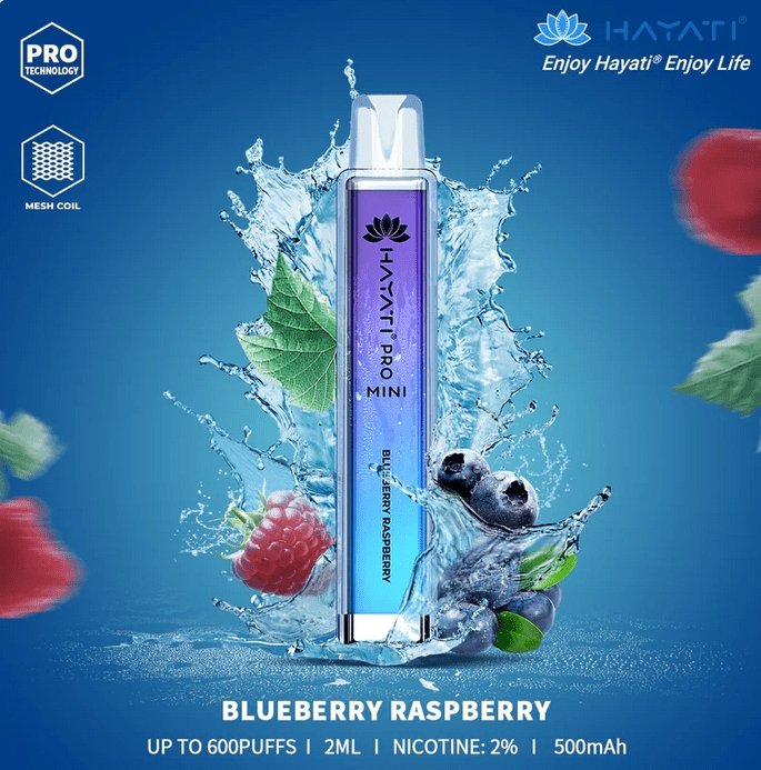 Hayati Mini Pro 600 Disposable Vape Puff Bar Pod Box of 10-Blueberry Raspberry (Box of 10)-vapeukwholesale