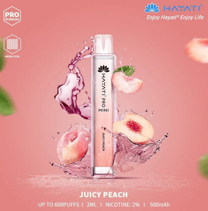 Hayati Mini Pro 600 Disposable Vape Puff Bar Pod Box of 10-Juicy Peach (Box of 10)-vapeukwholesale