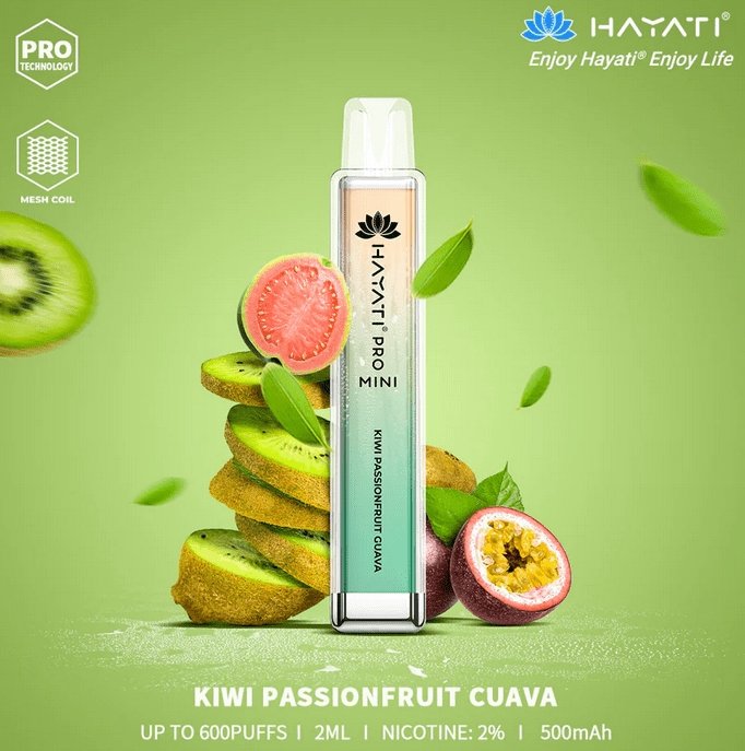 Hayati Mini Pro 600 Disposable Vape Puff Bar Pod Box of 10-Kiwi Passionfruit Guava (Box of 10)-vapeukwholesale