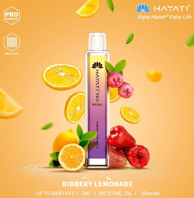 Hayati Mini Pro 600 Disposable Vape Puff Bar Pod Box of 10-Ribery Lemonade (Box of 10)-vapeukwholesale