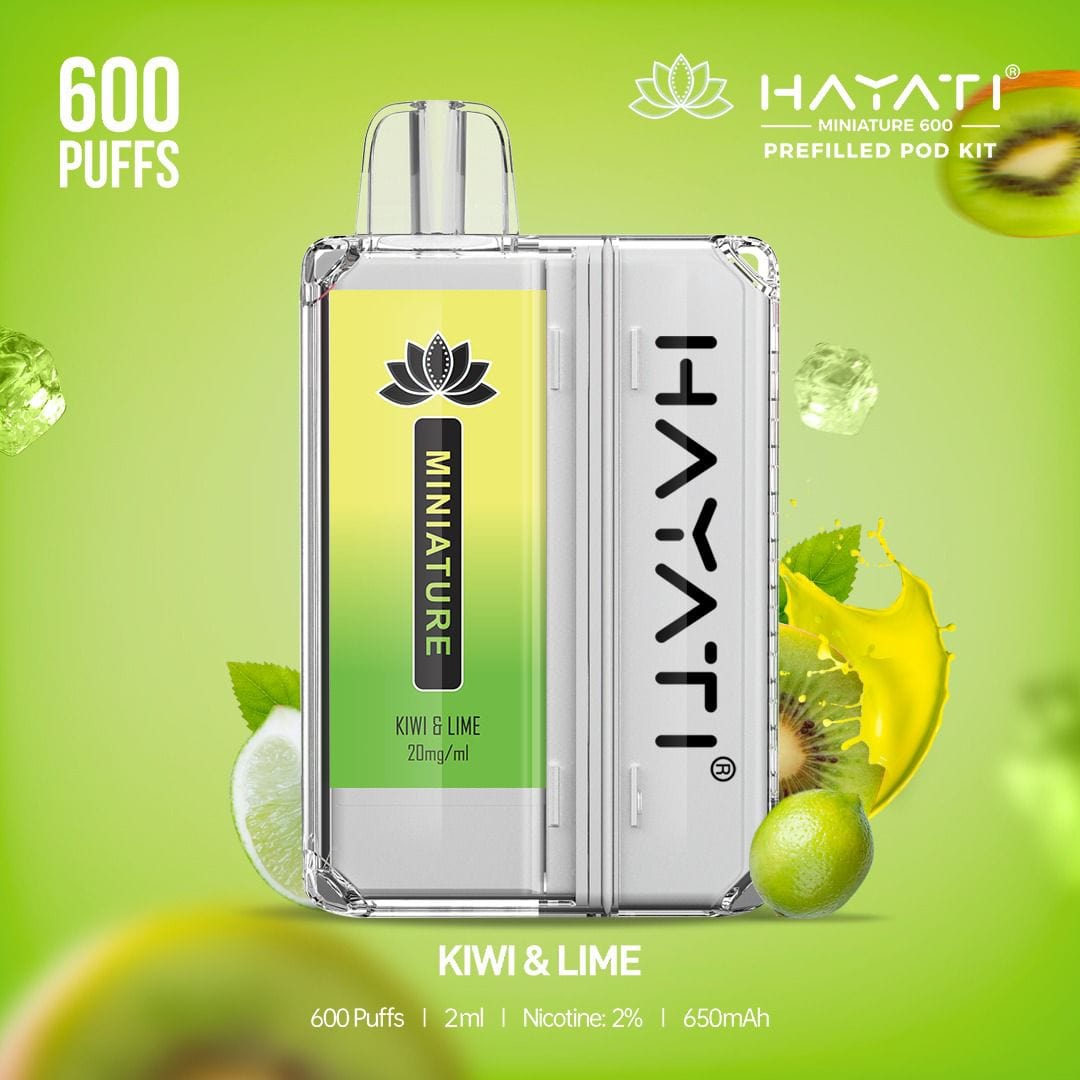 Hayati Miniature 600 Prefilled Pod Kit - Box of 5-Kiwi & Lime-vapeukwholesale