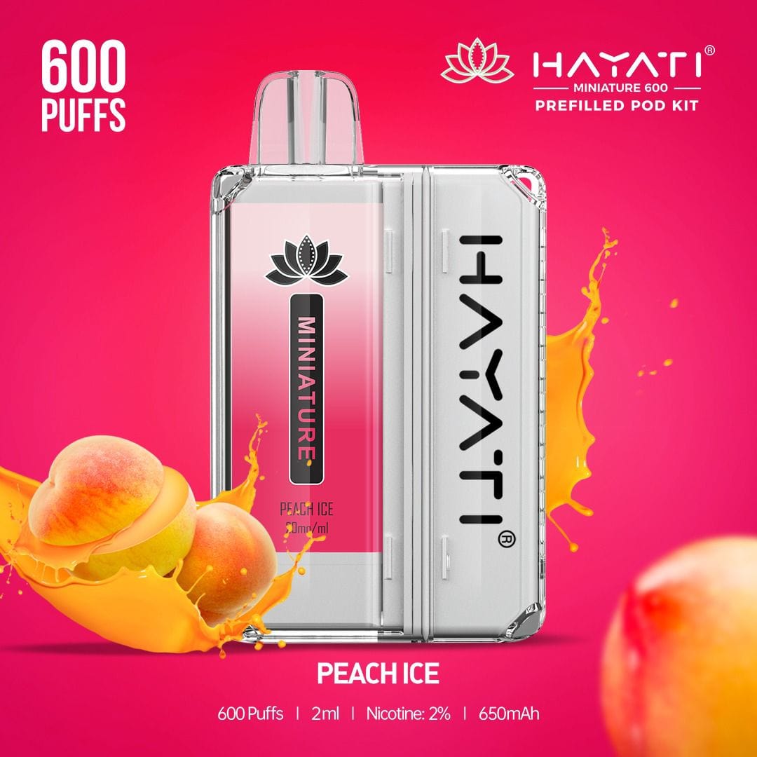 Hayati Miniature 600 Prefilled Pod Kit - Box of 5-Peach Ice-vapeukwholesale