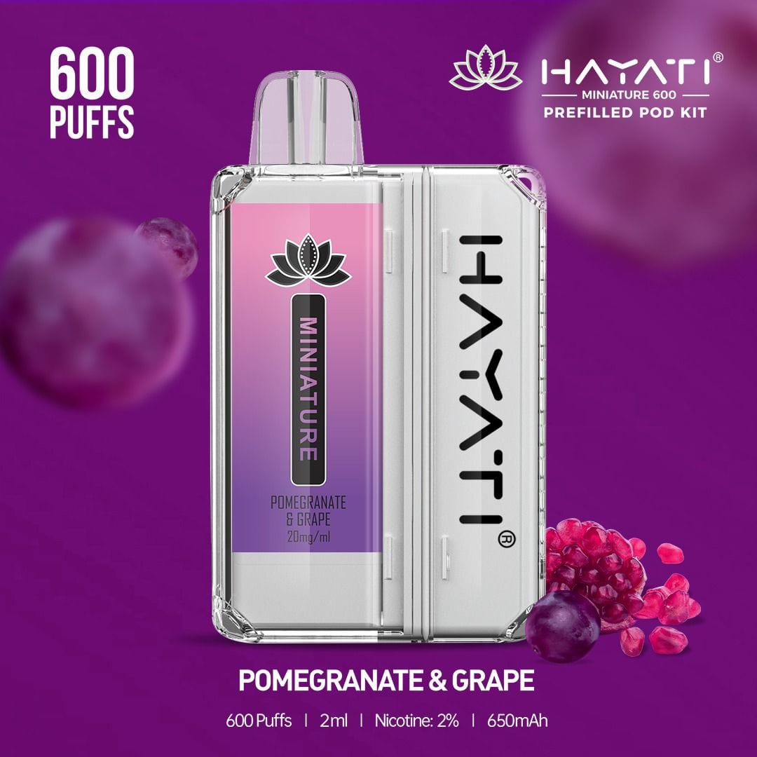 Hayati Miniature 600 Prefilled Pod Kit - Box of 5-Pomegranate & Grape-vapeukwholesale