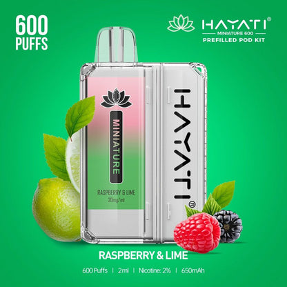 Hayati Miniature 600 Prefilled Pod Kit - Box of 5-Raspberry & Lime-vapeukwholesale