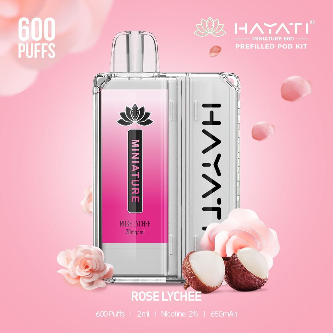 Hayati Miniature 600 Prefilled Pod Kit - Box of 5-Rose Lychee-vapeukwholesale