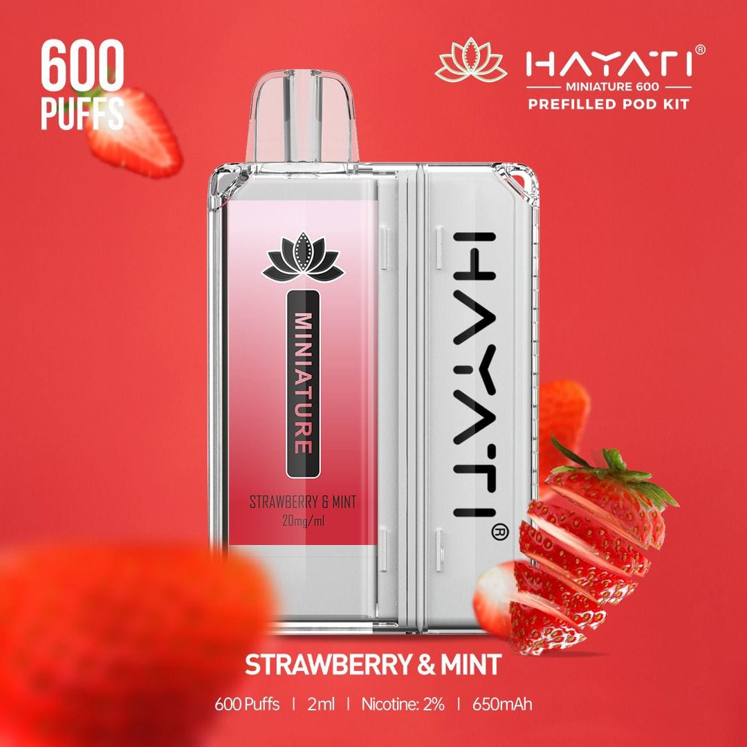 Hayati Miniature 600 Prefilled Pod Kit - Box of 5-Strawberry & Mint-vapeukwholesale