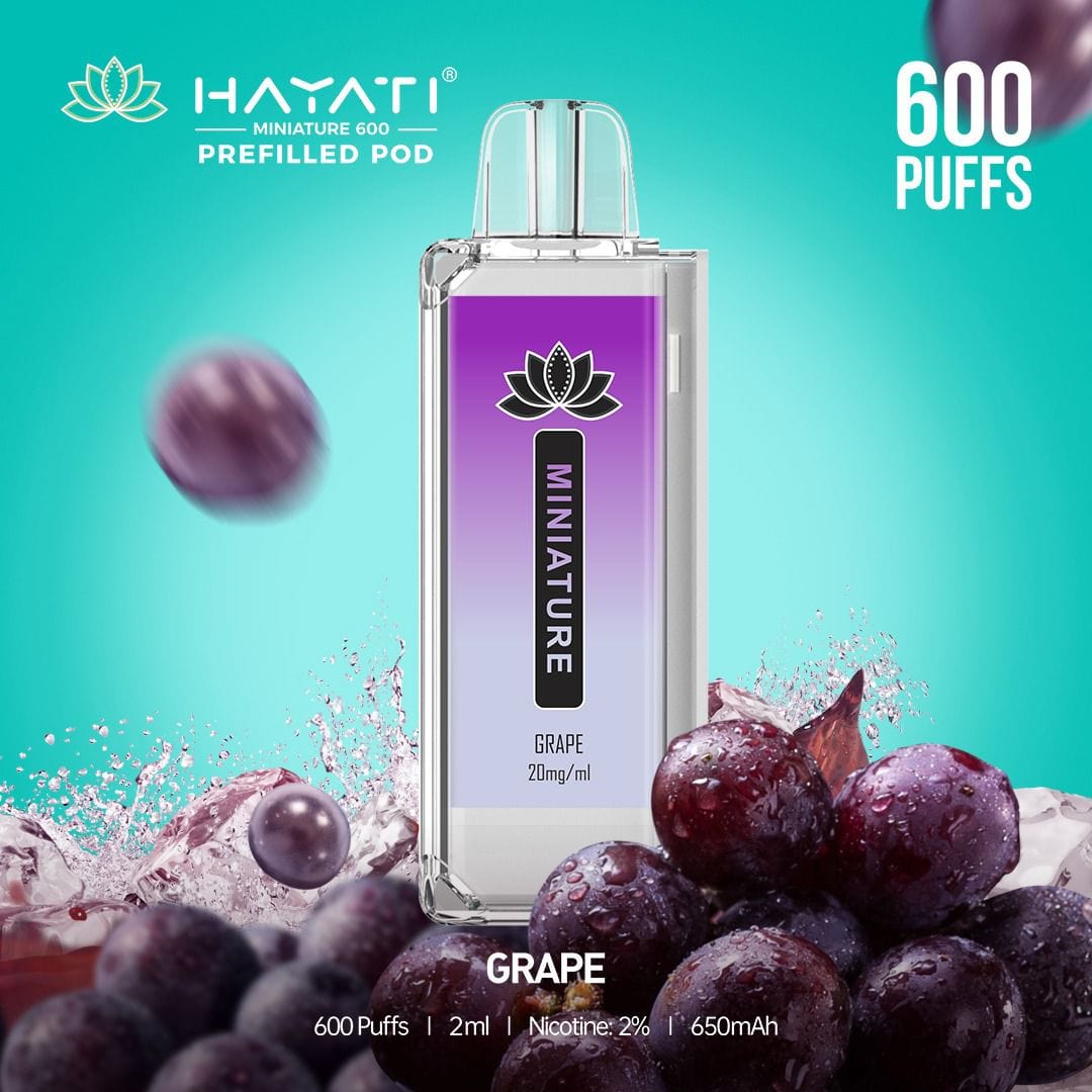 Hayati Miniature 600 Prefilled Replacement Pods - Box of 10-Grape-vapeukwholesale