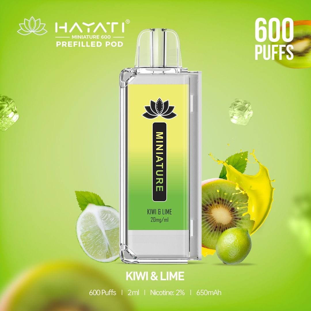 Hayati Miniature 600 Prefilled Replacement Pods - Box of 10-Kiwi & Lime-vapeukwholesale