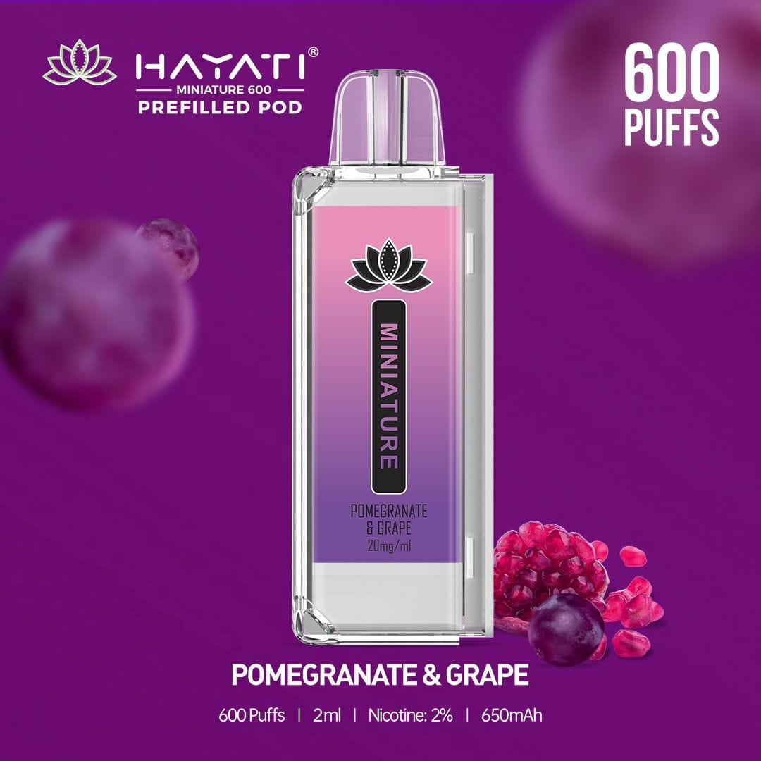 Hayati Miniature 600 Prefilled Replacement Pods - Box of 10-Pomegranate & Grape-vapeukwholesale