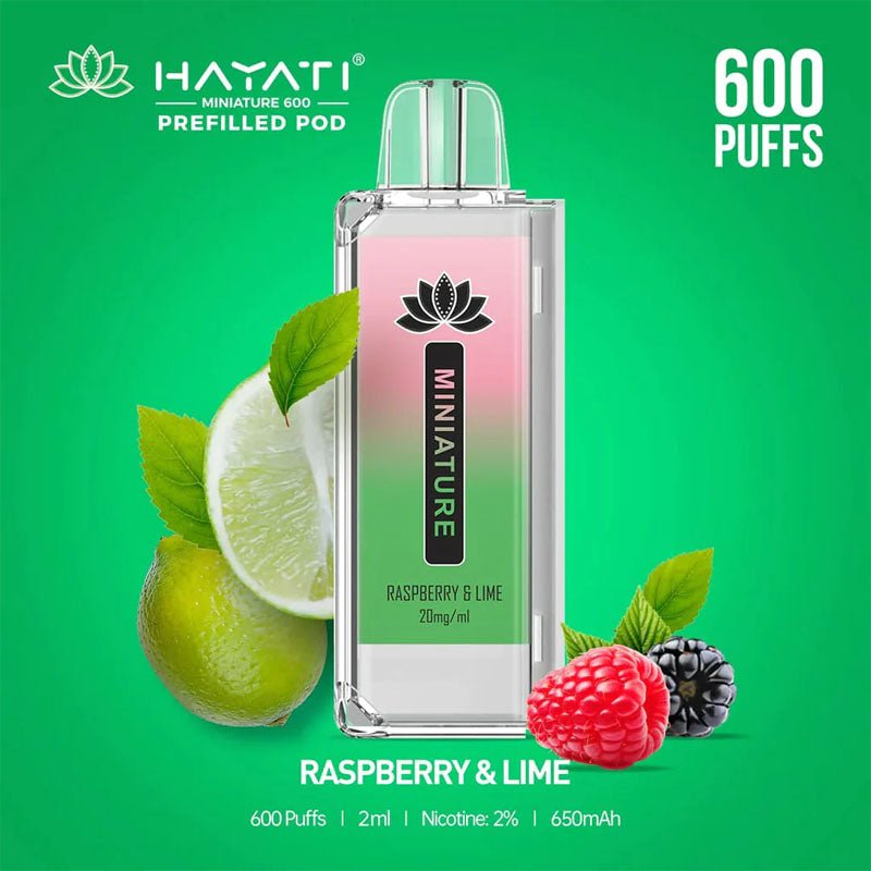 Hayati Miniature 600 Prefilled Replacement Pods - Box of 10-Raspberry & Lime-vapeukwholesale