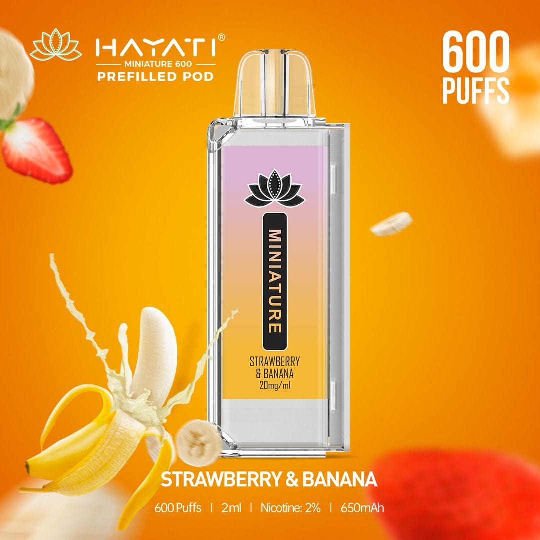 Hayati Miniature 600 Prefilled Replacement Pods - Box of 10-Strawberry & Banana-vapeukwholesale