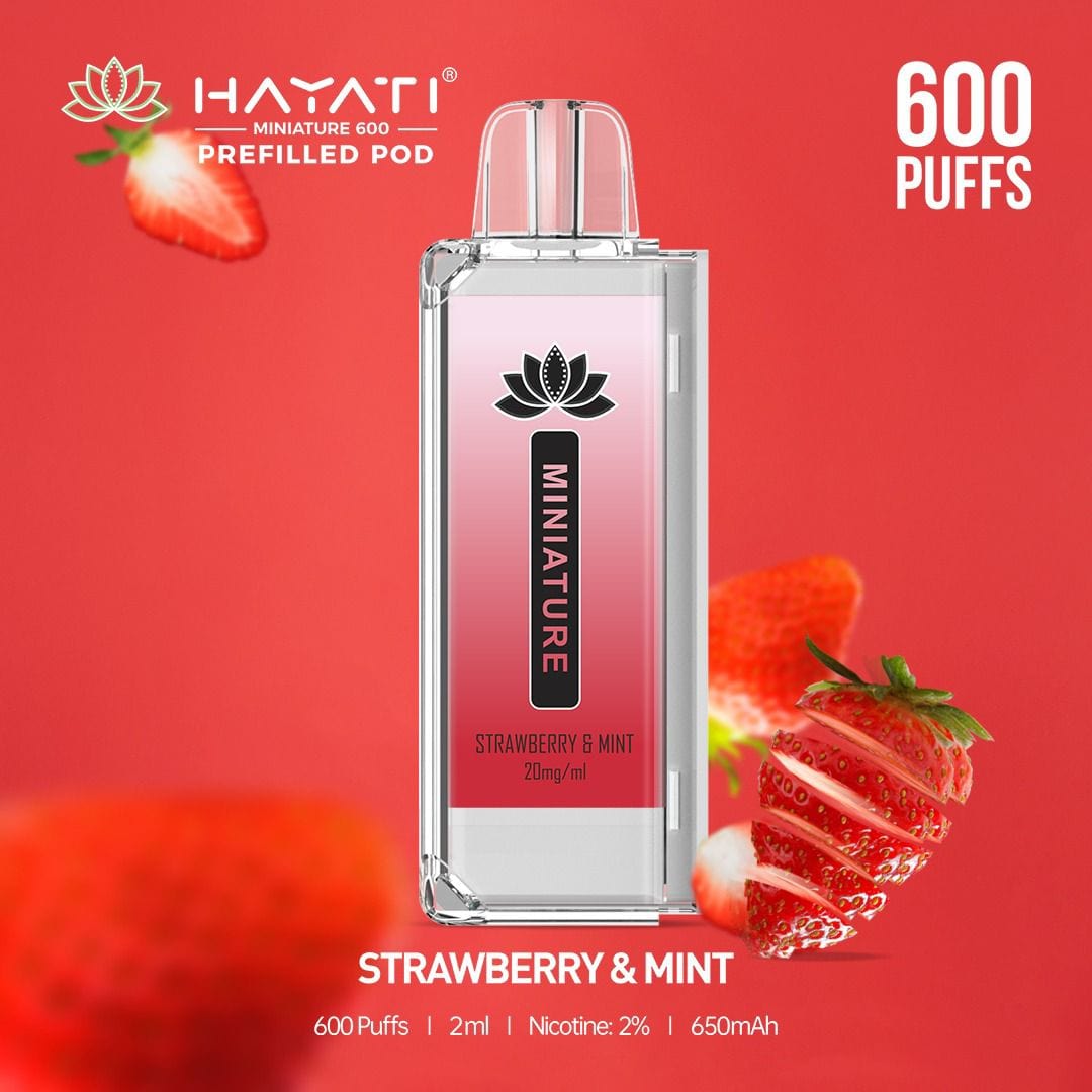 Hayati Miniature 600 Prefilled Replacement Pods - Box of 10-Strawberry & Mint-vapeukwholesale