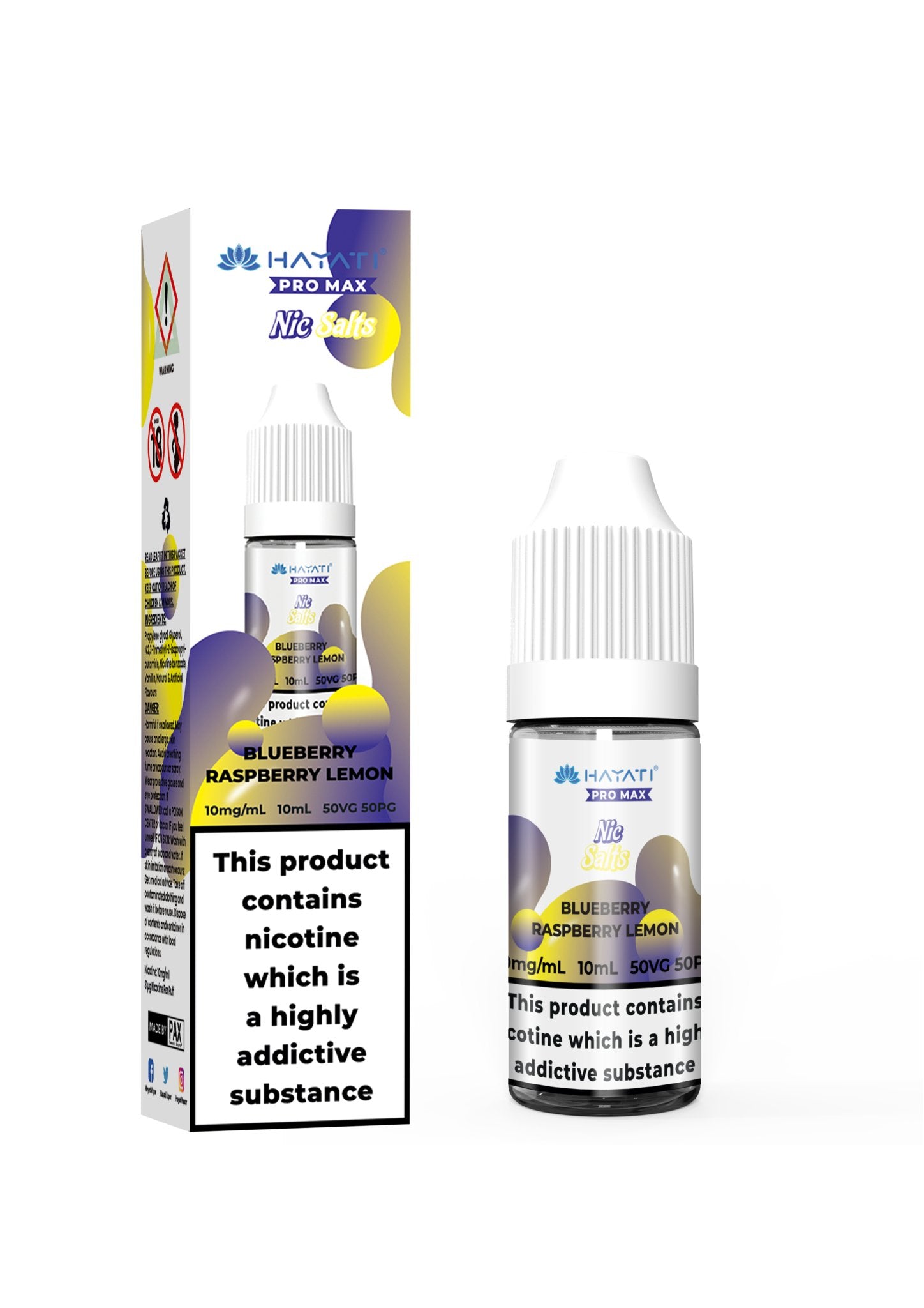 Hayati Pro Max Nic Salt 10ml Box of 10 - Blueberry Raspberry Lemon - vapeukwholesale