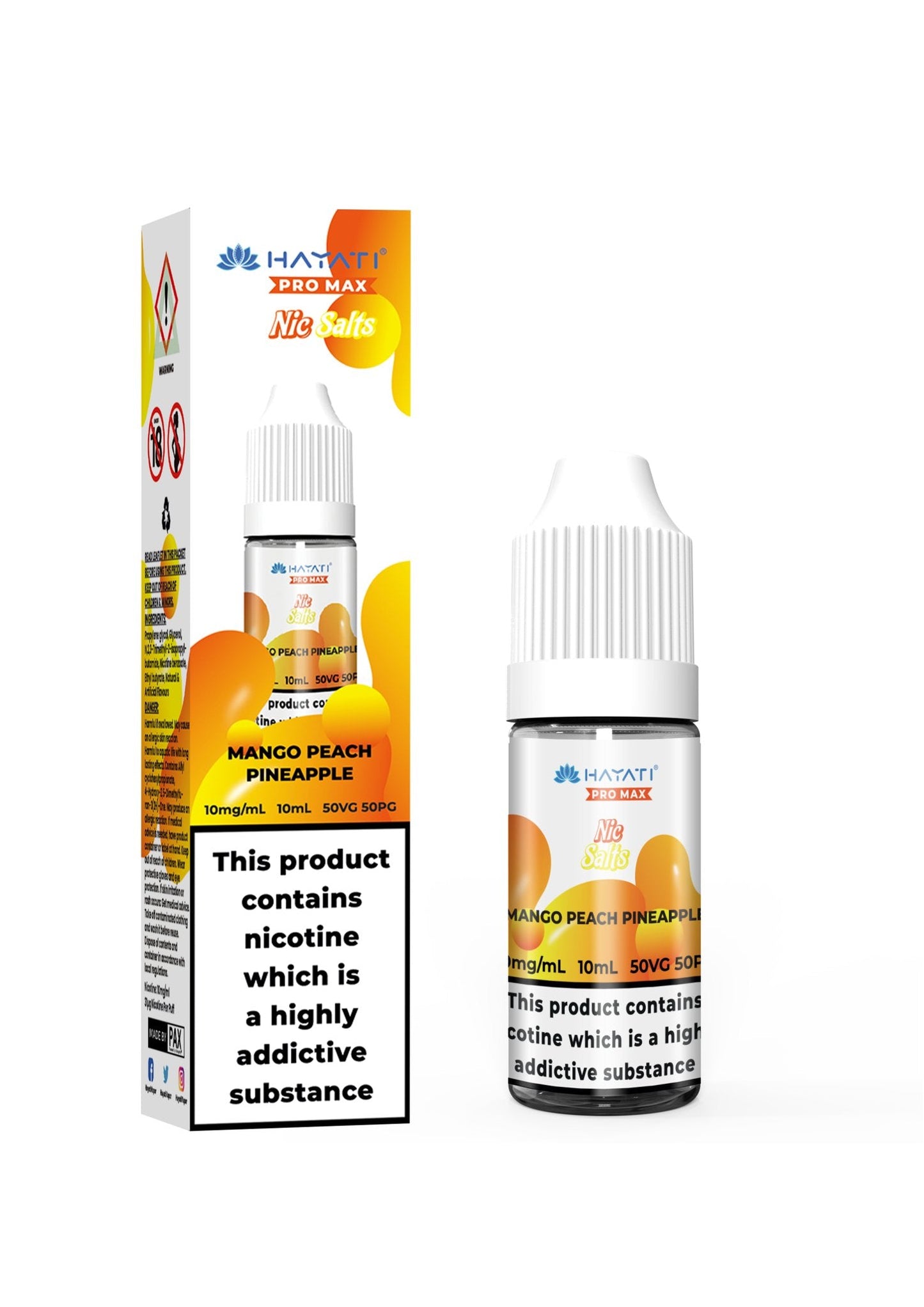 Hayati Pro Max Nic Salt 10ml Box of 10 - Mango Peach Pineapple - vapeukwholesale