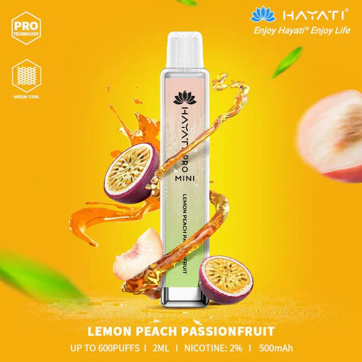 Hayati Pro Mini 600 Disposable Vape Puff Bar Pod - Box of 10 - Cherry Peach Lemonade *New* - vapeukwholesale