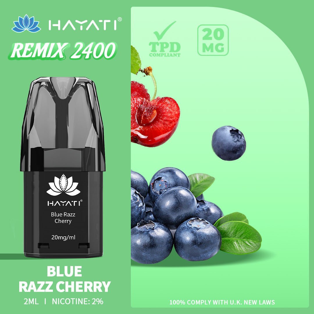 Hayati Remix 2400 Puffs Replacement Pods Pack of 10-Blue Razz Cherry-vapeukwholesale