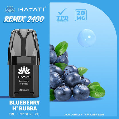 Hayati Remix 2400 Puffs Replacement Pods Pack of 10-Blueberry H' Bubba-vapeukwholesale