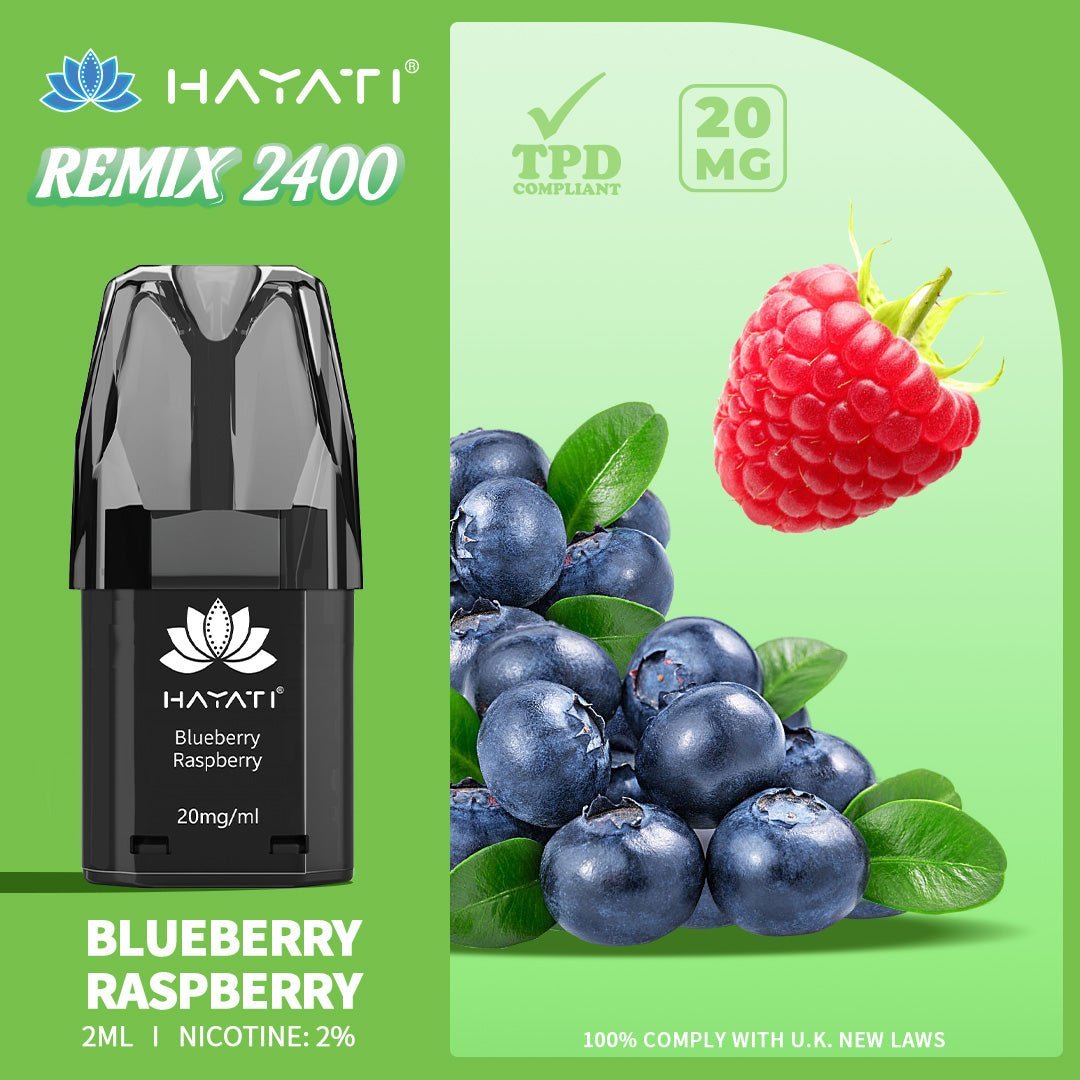 Hayati Remix 2400 Puffs Replacement Pods Pack of 10-Blueberry Raspberry-vapeukwholesale