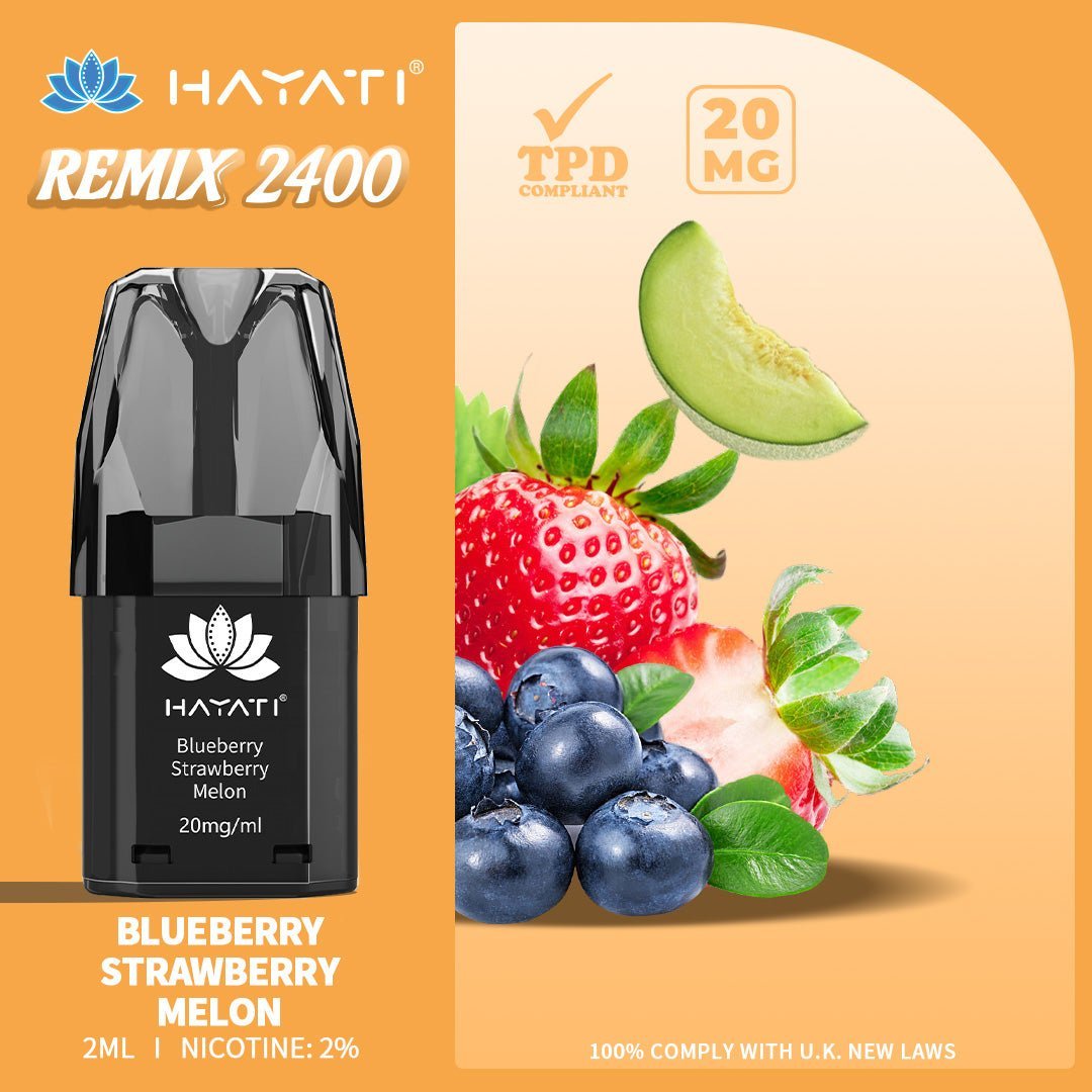 Hayati Remix 2400 Puffs Replacement Pods Pack of 10-Blueberry Strawberry Melon-vapeukwholesale