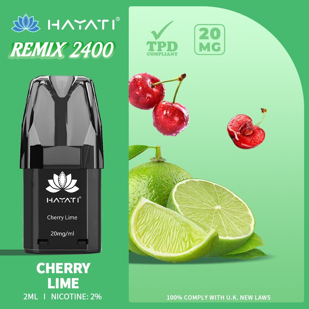 Hayati Remix 2400 Puffs Replacement Pods Pack of 10-Cherry Lime-vapeukwholesale