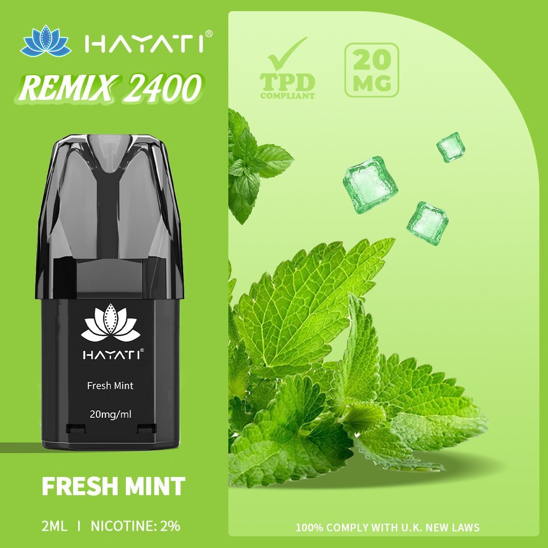 Hayati Remix 2400 Puffs Replacement Pods Pack of 10-Fresh Mint-vapeukwholesale