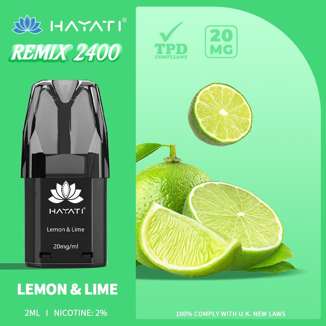 Hayati Remix 2400 Puffs Replacement Pods Pack of 10-Lemon & Lime-vapeukwholesale