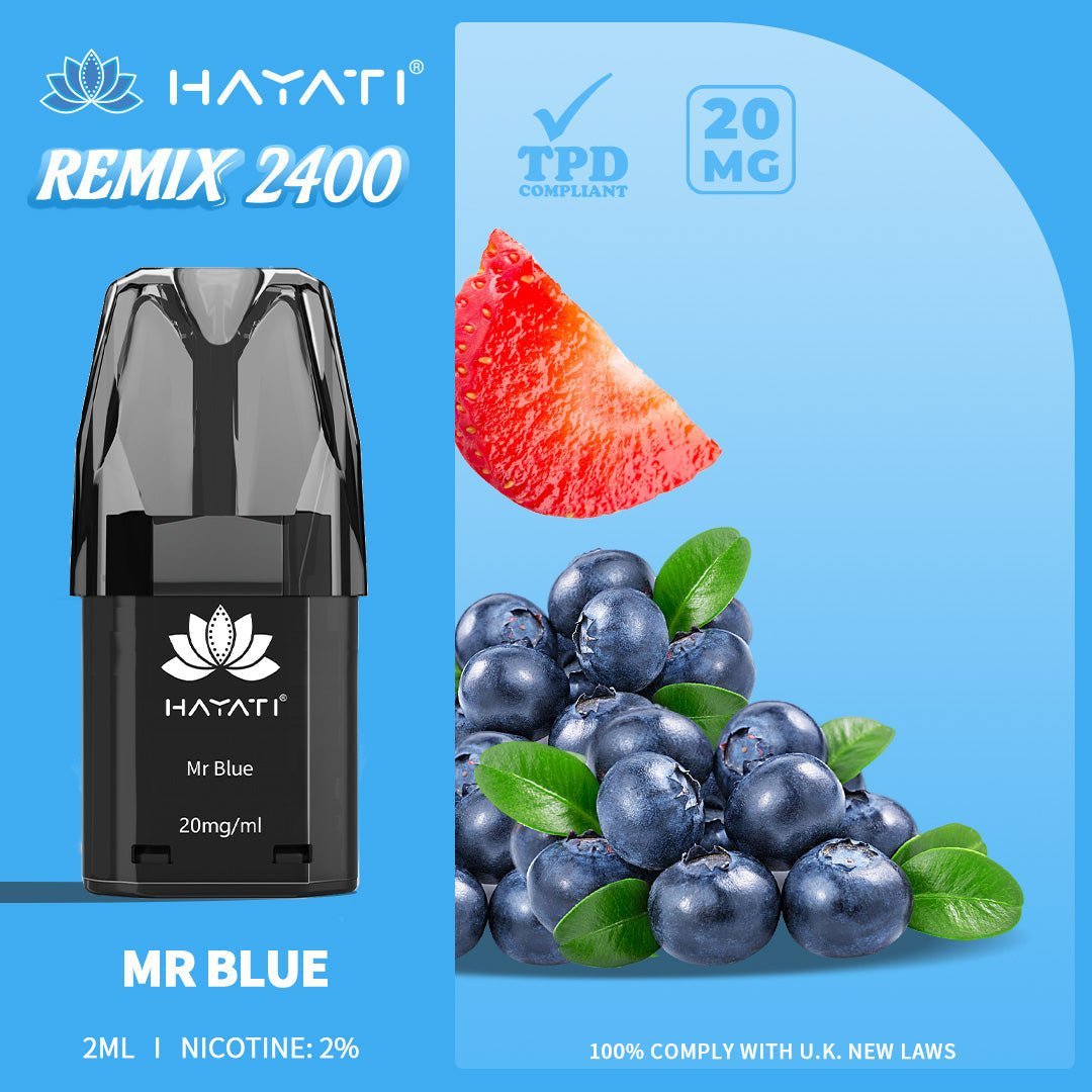 Hayati Remix 2400 Puffs Replacement Pods Pack of 10-Mr Blue-vapeukwholesale