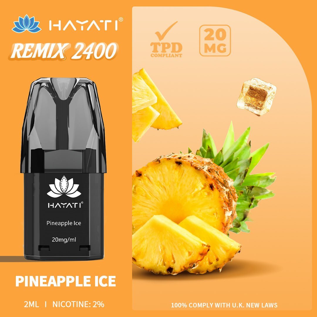 Hayati Remix 2400 Puffs Replacement Pods Pack of 10-Pineapple Ice-vapeukwholesale