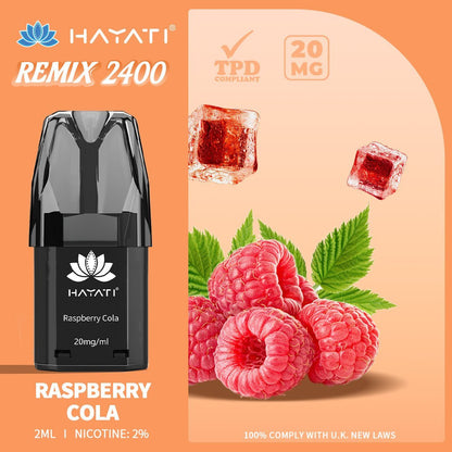 Hayati Remix 2400 Puffs Replacement Pods Pack of 10-Raspberry Cola-vapeukwholesale