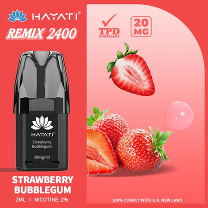 Hayati Remix 2400 Puffs Replacement Pods Pack of 10-Strawberry Bubblegum-vapeukwholesale