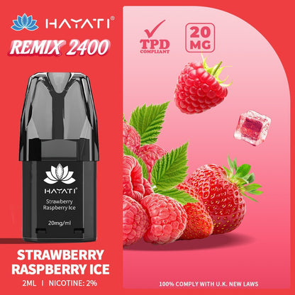 Hayati Remix 2400 Puffs Replacement Pods Pack of 10-Strawberry Raspberry Ice-vapeukwholesale