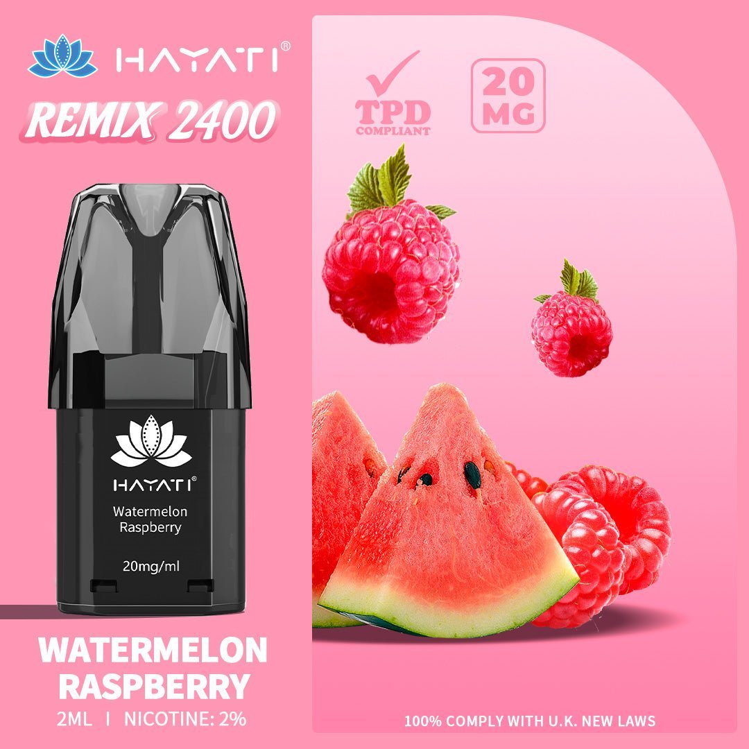 Hayati Remix 2400 Puffs Replacement Pods Pack of 10-Watermelon Raspberry-vapeukwholesale