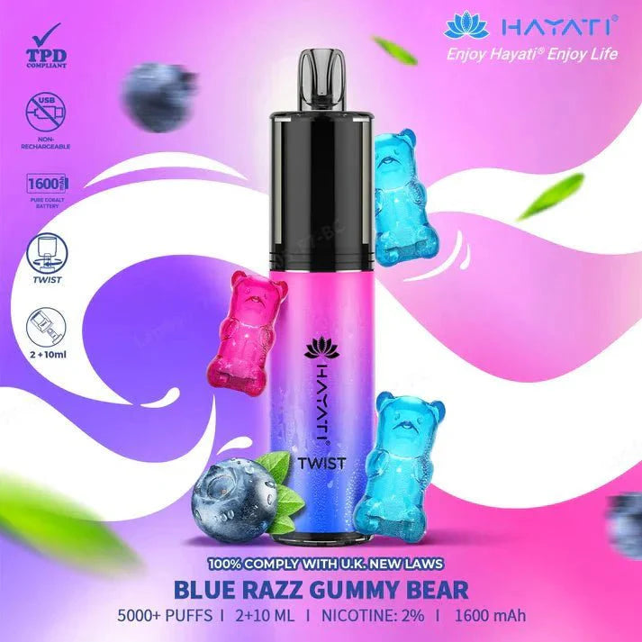 Hayati Twist 5000 Puffs Disposable Vape Pod Kit Box of 10-Blue Razz Gummy Bear-vapeukwholesale