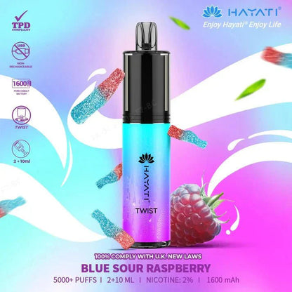 Hayati Twist 5000 Puffs Disposable Vape Pod Kit Box of 10-Blue Sour Raspberry-vapeukwholesale