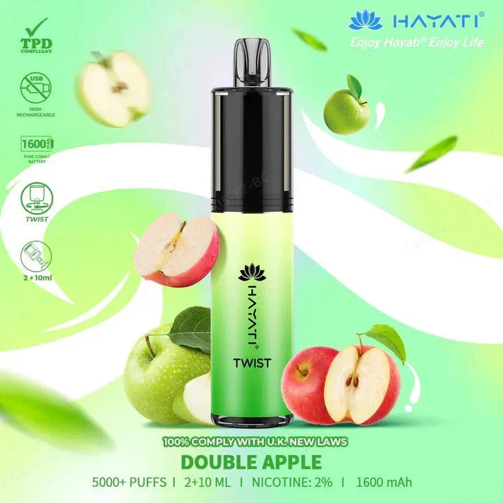 Hayati Twist 5000 Puffs Disposable Vape Pod Kit Box of 10-Double Apple-vapeukwholesale