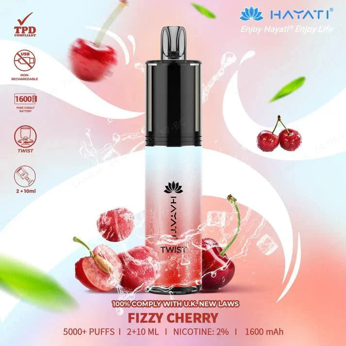 Hayati Twist 5000 Puffs Disposable Vape Pod Kit Box of 10-Fizzy Cherry-vapeukwholesale