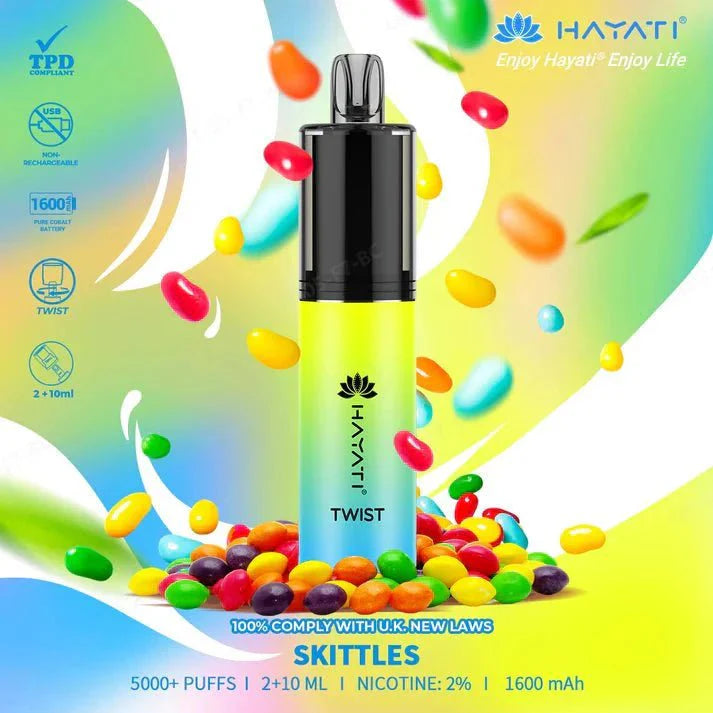 Hayati Twist 5000 Puffs Disposable Vape Pod Kit Box of 10-Skittles-vapeukwholesale