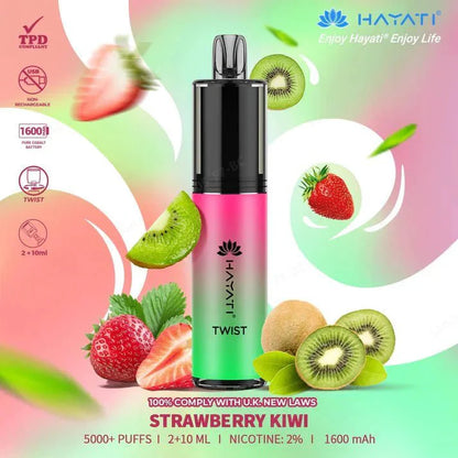 Hayati Twist 5000 Puffs Disposable Vape Pod Kit Box of 10-Strawberry Kiwi-vapeukwholesale