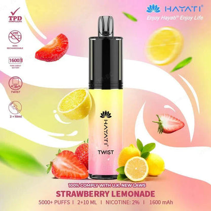 Hayati Twist 5000 Puffs Disposable Vape Pod Kit Box of 10-Strawberry Lemonade-vapeukwholesale