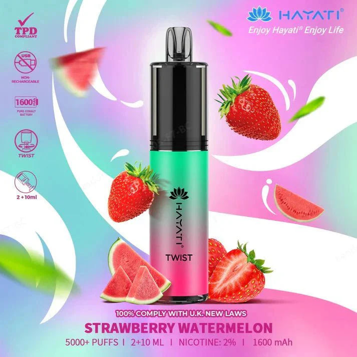 Hayati Twist 5000 Puffs Disposable Vape Pod Kit Box of 10-Strawberry Watermelon-vapeukwholesale