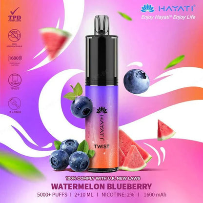 Hayati Twist 5000 Puffs Disposable Vape Pod Kit Box of 10-Watermelon Blueberry-vapeukwholesale