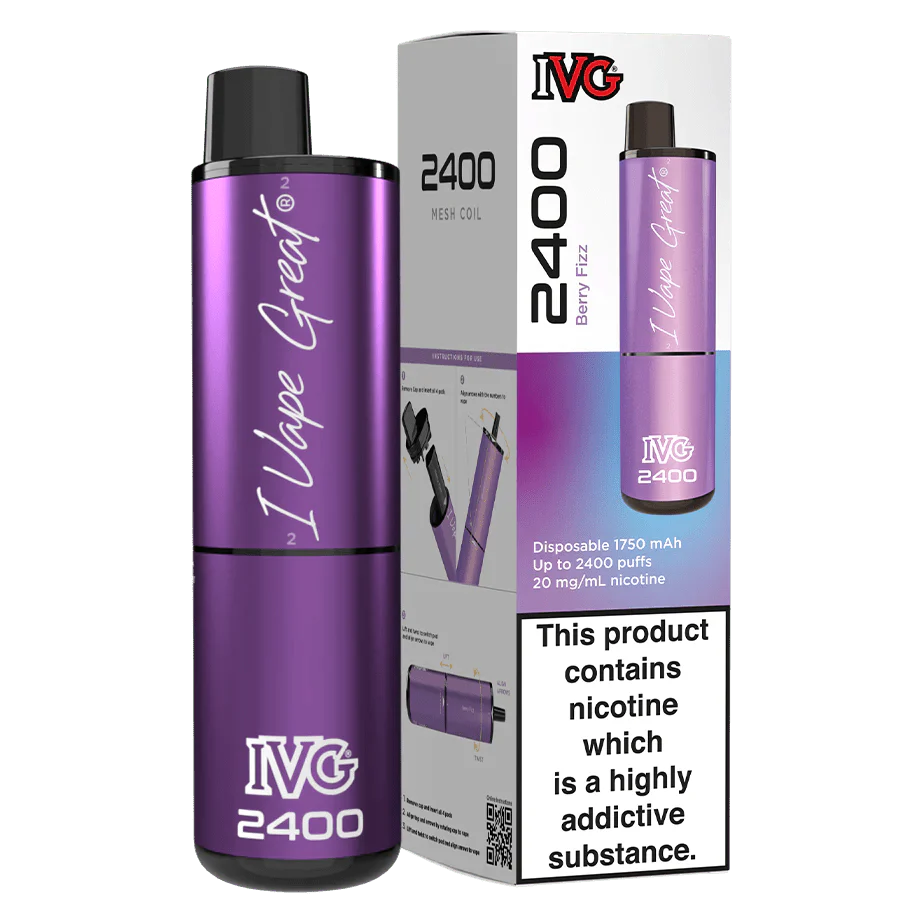 IVG 2400 Disposable Vape Pod Puff Device - Box of 5-Berry Fizz(Vimtonic)-vapeukwholesale