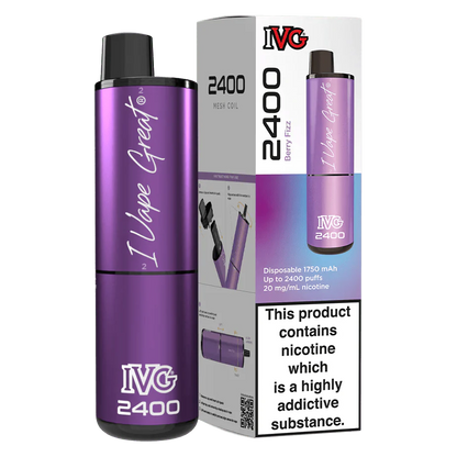 IVG 2400 Disposable Vape Pod Puff Device - Box of 5-Berry Fizz(Vimtonic)-vapeukwholesale