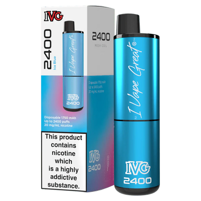 IVG 2400 Disposable Vape Pod Puff Device - Box of 5-Ice Blue *New*-vapeukwholesale